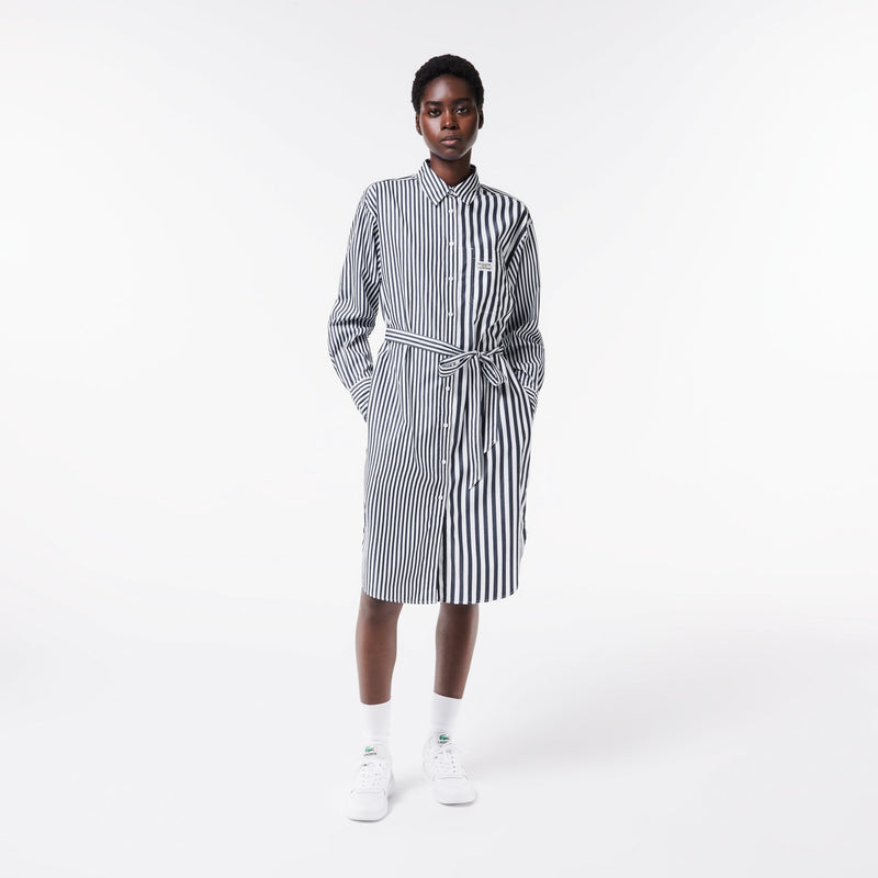 Oversized Striped Cotton Poplin Shirt Dress