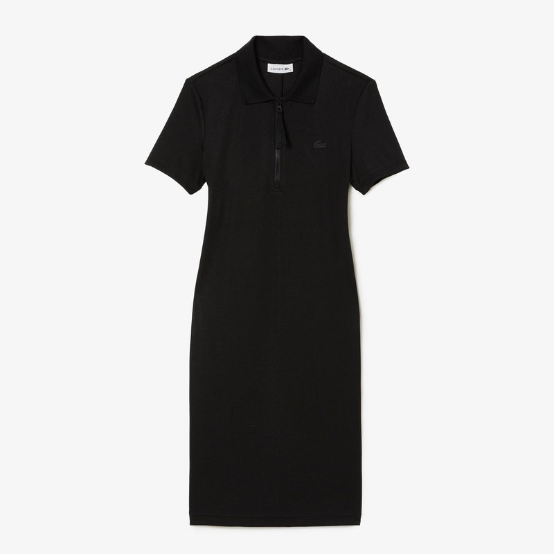 Zip Neck Rib Knit Polo Dress