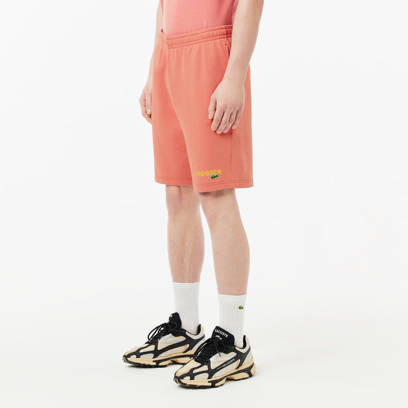 Washed Effect Lacoste Print Jogger Shorts