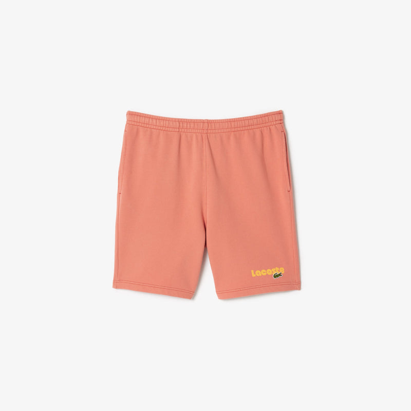 Washed Effect Lacoste Print Jogger Shorts