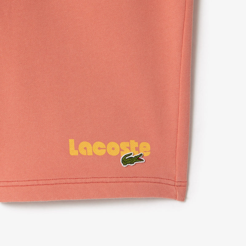 Washed Effect Lacoste Print Jogger Shorts