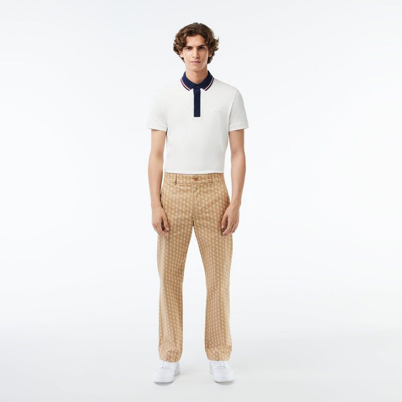 Monogram Print Straight Cut Chinos