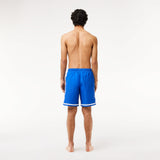 Long Lacoste Print Swim Trunks