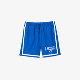 Long Lacoste Print Swim Trunks