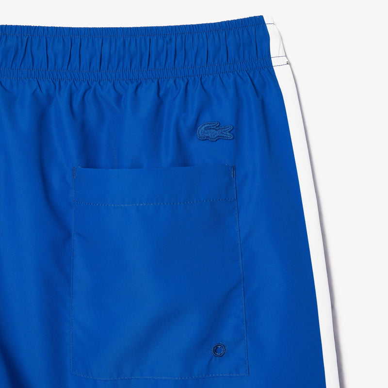 Long Lacoste Print Swim Trunks