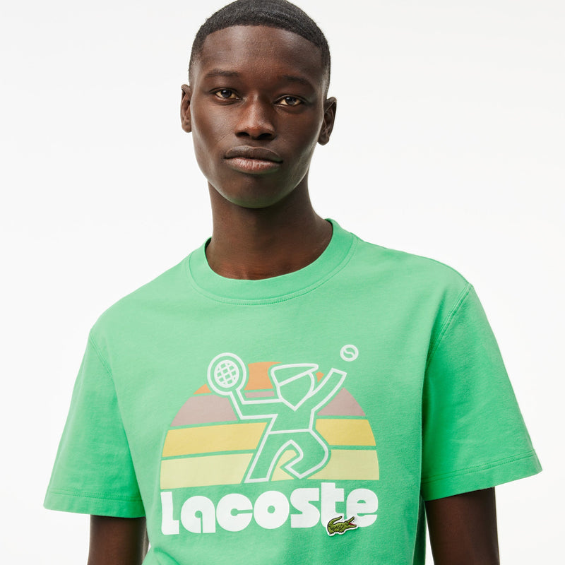 Washed Effect Tennis Print T-shirt